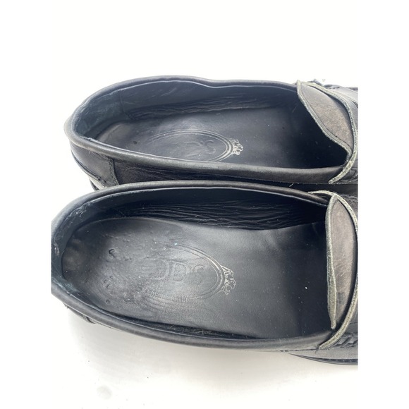 Tods Women's Split Toe Leather Penny Loafers Black Size 35 US 5 - Picture 6 of 9
